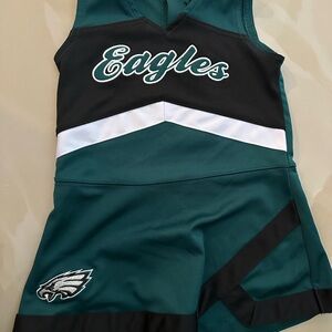 Kids Green Eagles Cheer Dress with Black & White Accents